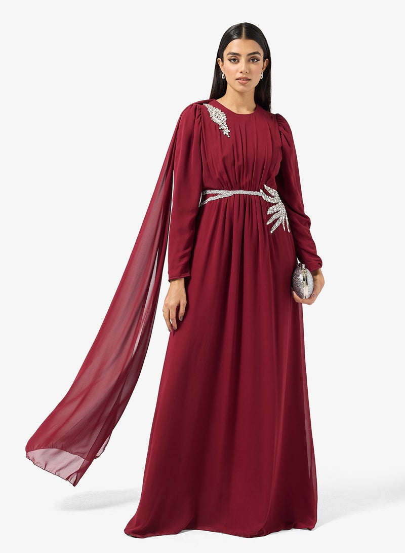 Khizana Embellished Waist Dress With Trail - Image 1